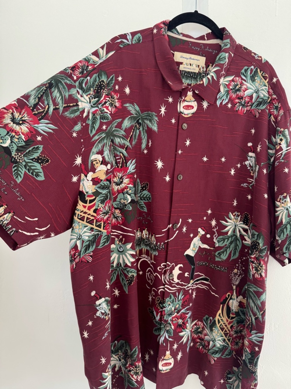 Tommy Bahama Merry Kitschmas Camp Shirt Original Fit Short Sleeve 100% Silk Xmas - Picture 4 of 12